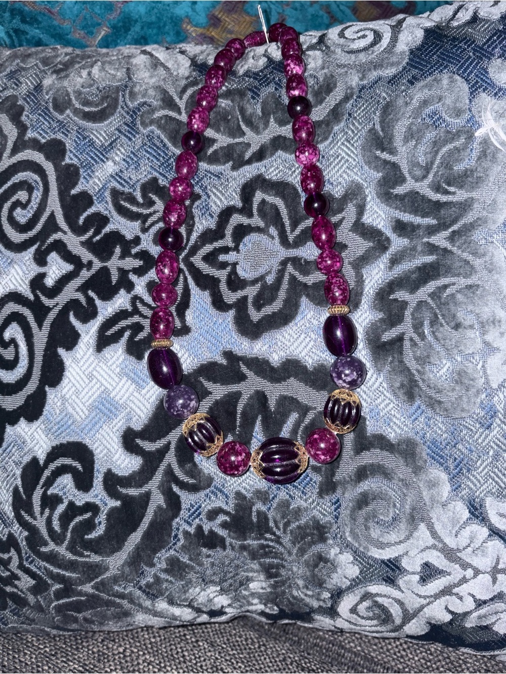 Vintage Avon Purple Beaded Statement Necklace - Elegant Women's Jewelry